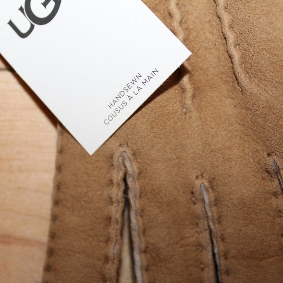 UGG WOMEN'S SUEDE SHEARLING GLOVES‎ NEW CHESTNUT - Picture 2 of 4